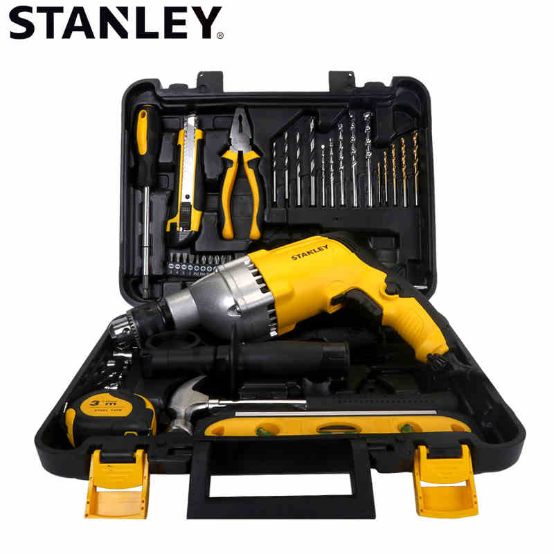 STANLEY/史丹利多功能冲击钻电钻两用电转40件家用电动工具工具箱 